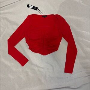 Fashion Nova Red Ruched Crop Top
